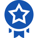 A blue star adorned with a ribbon wrapped around it, symbolizing Unique user experience.  