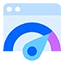Icon of a clock in blue and purple, symbolizing page speed insights for digital marketing agencies